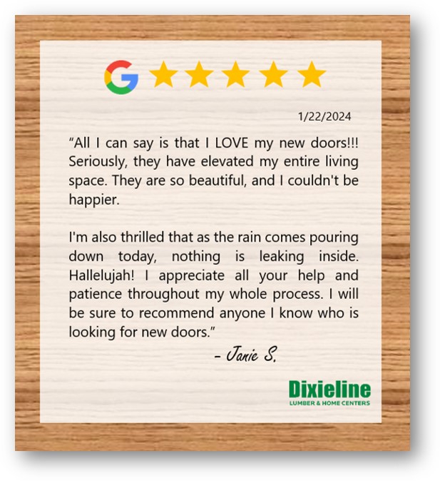 Dixieline new doors testimoniall